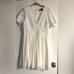 Lulus angel in disguise white lace skater dress size Large